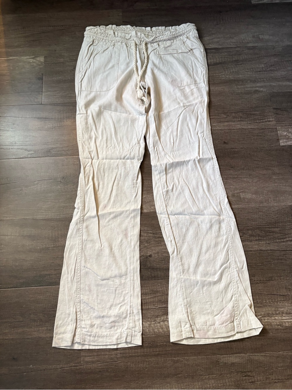 Roxy Oceanside Linen Blend Drawstring Beach Pants – Size Small